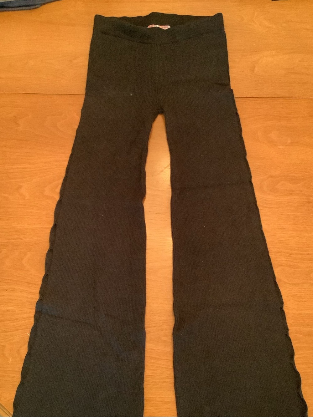 Womens Black Flared Knit Pants